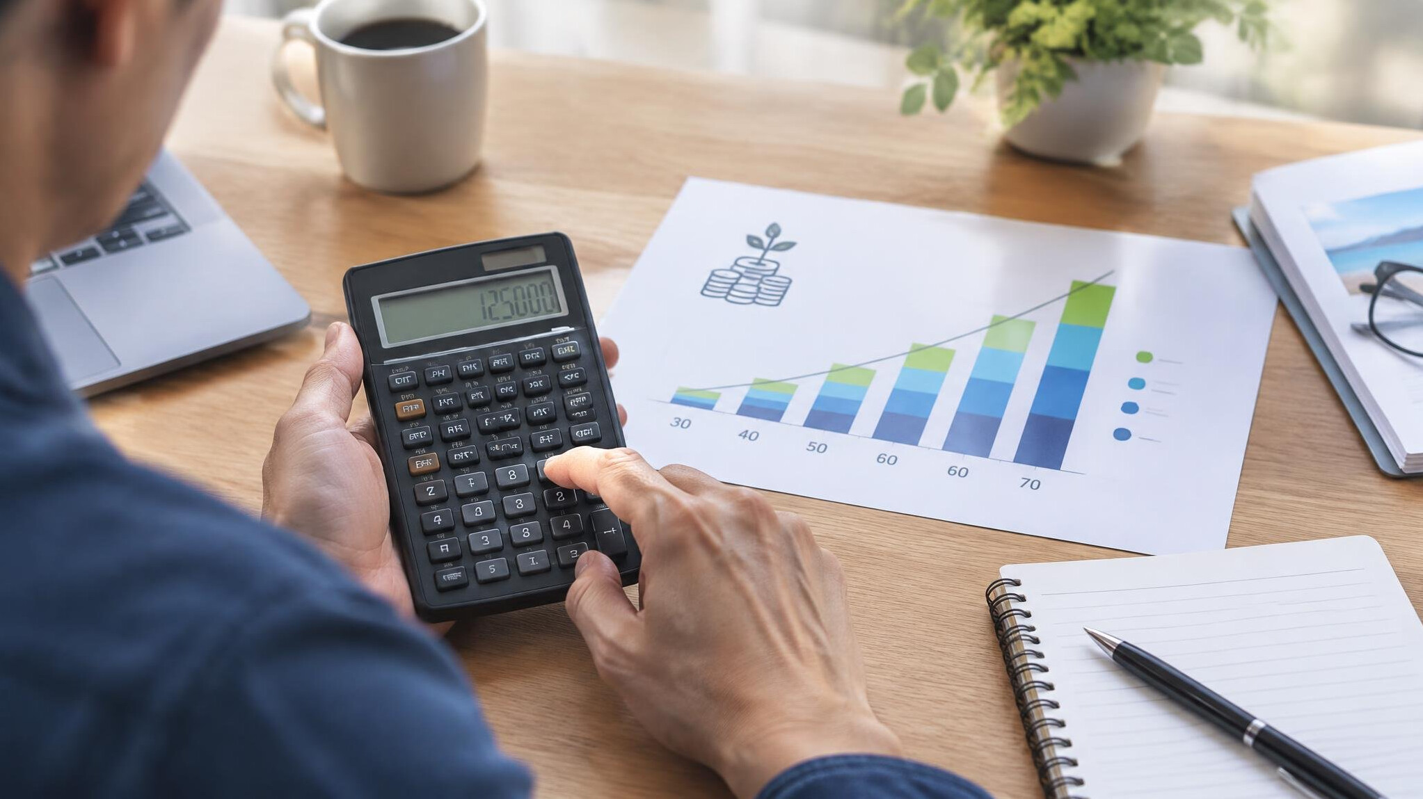 person using financial calculator