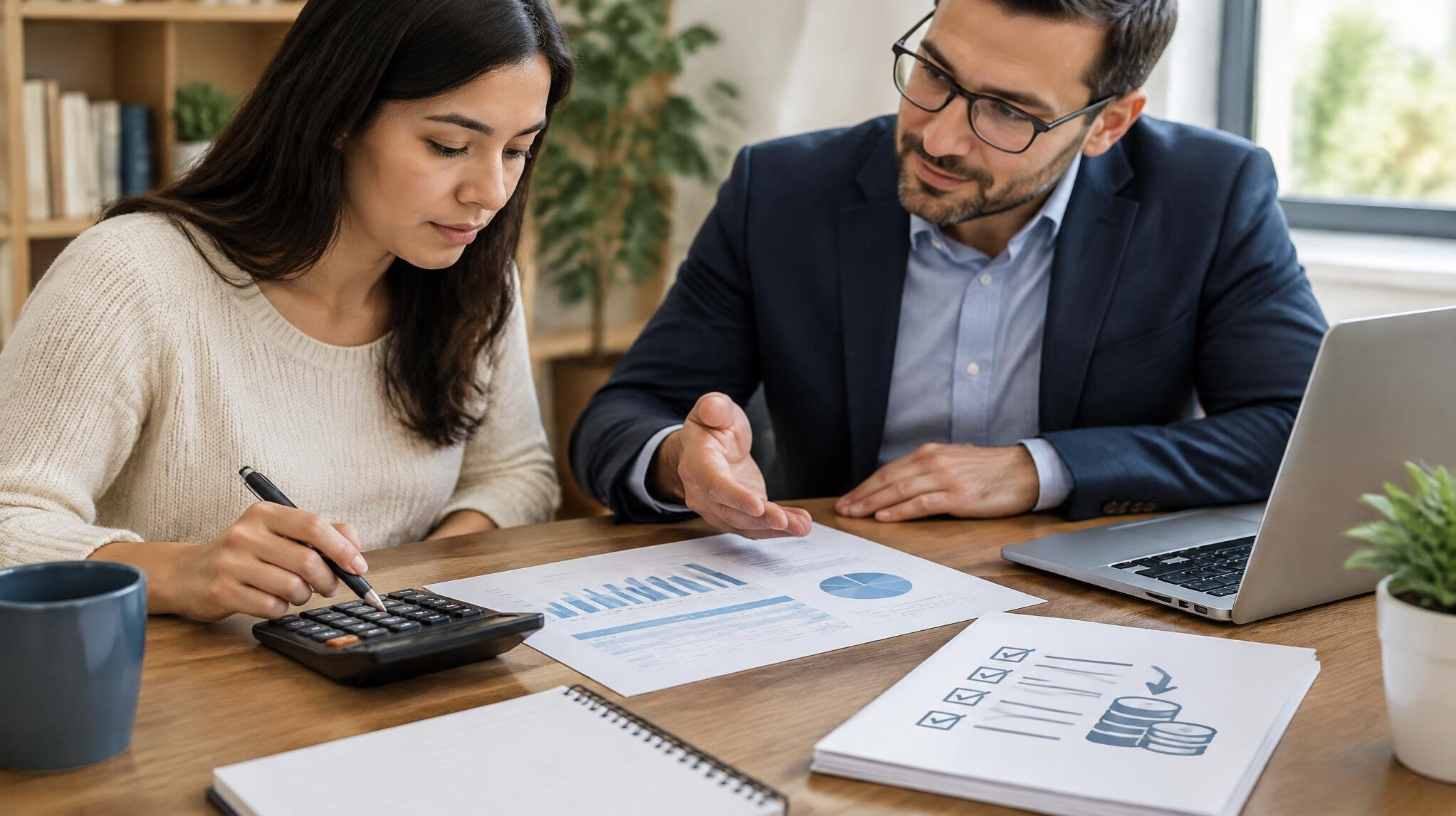 person calculating budget