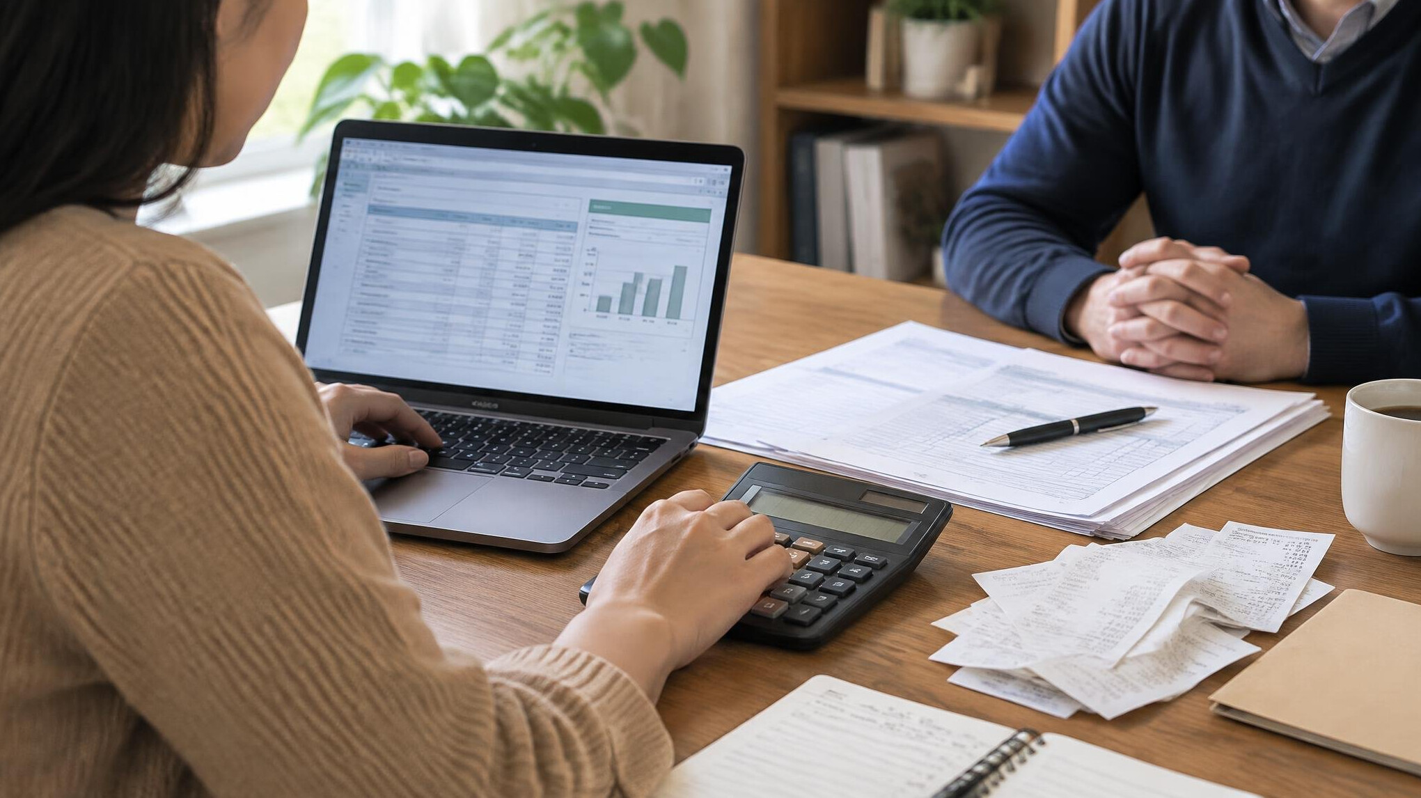 person calculating taxes on computer